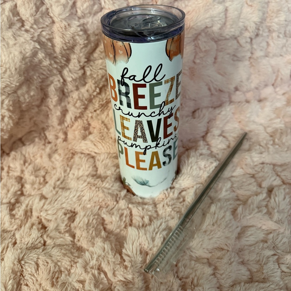 Fall Themed 20oz Tumbler with Straw